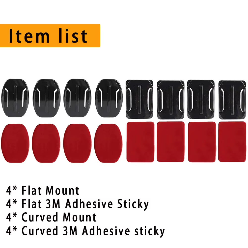 Camera Helmet Adhesive Sticky Flat Curved Mounts Adjustable Pivot Arm for Gopro Hero Insta360 DJI Osmo Action Camera Accessories