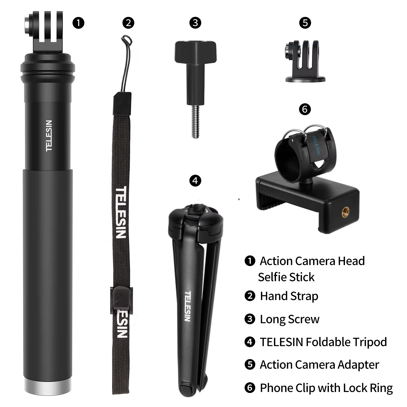 for Gopro Selfie Stick Foldable Tripod Phone Holder Aluminum Alloy Monopod for DJI Action Insta360 Smartphone