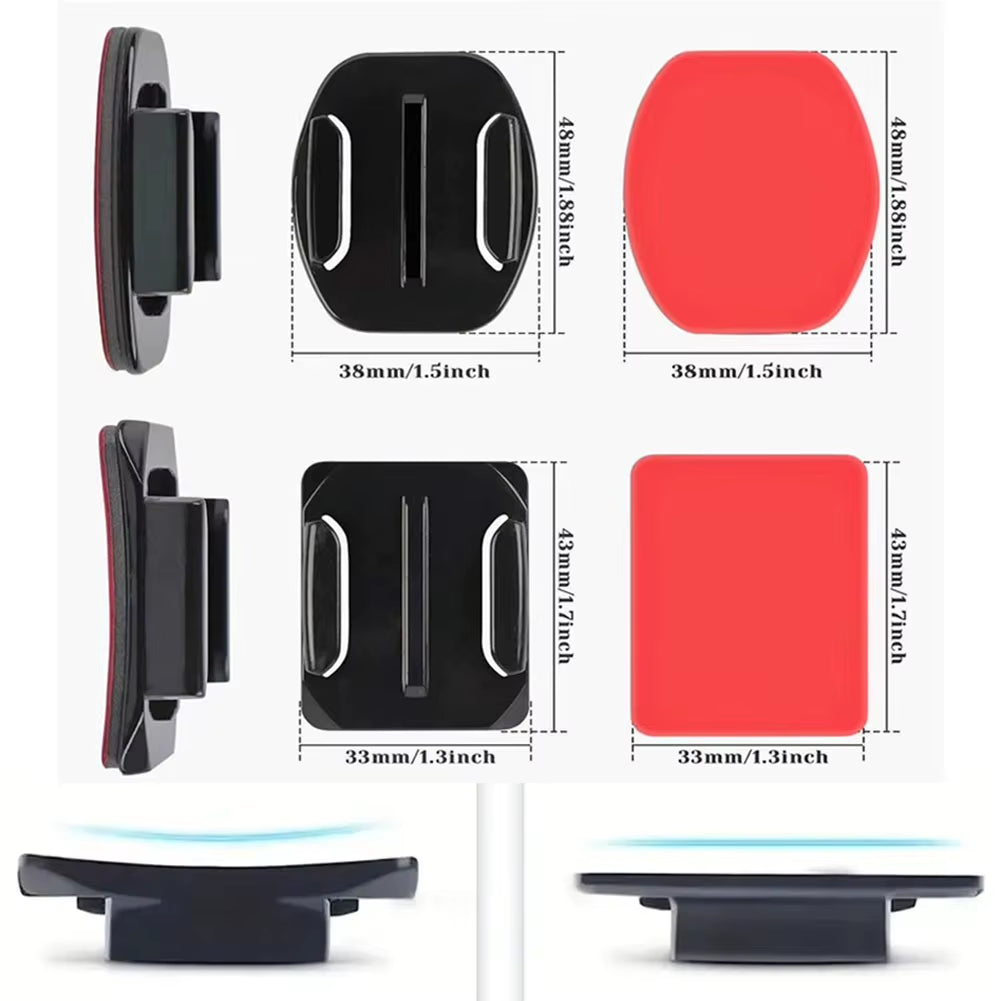 Camera Helmet Adhesive Sticky Flat Curved Mounts Adjustable Pivot Arm for Gopro Hero Insta360 DJI Osmo Action Camera Accessories