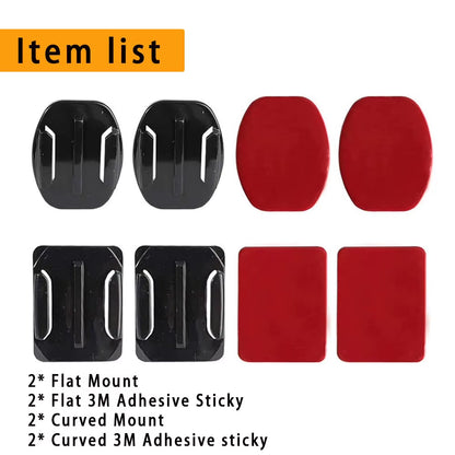 Camera Helmet Adhesive Sticky Flat Curved Mounts Adjustable Pivot Arm for Gopro Hero Insta360 DJI Osmo Action Camera Accessories