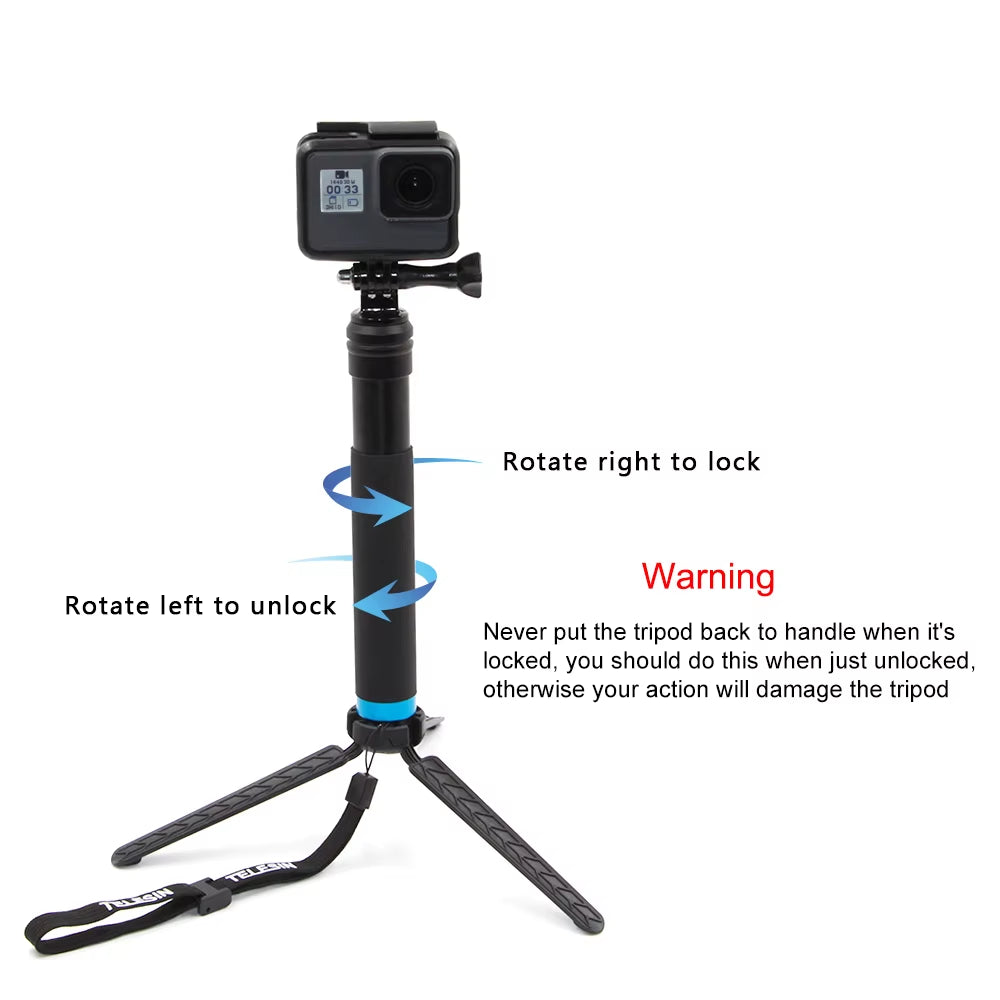 for Gopro Selfie Stick Foldable Tripod Phone Holder Aluminum Alloy Monopod for DJI Action Insta360 Smartphone