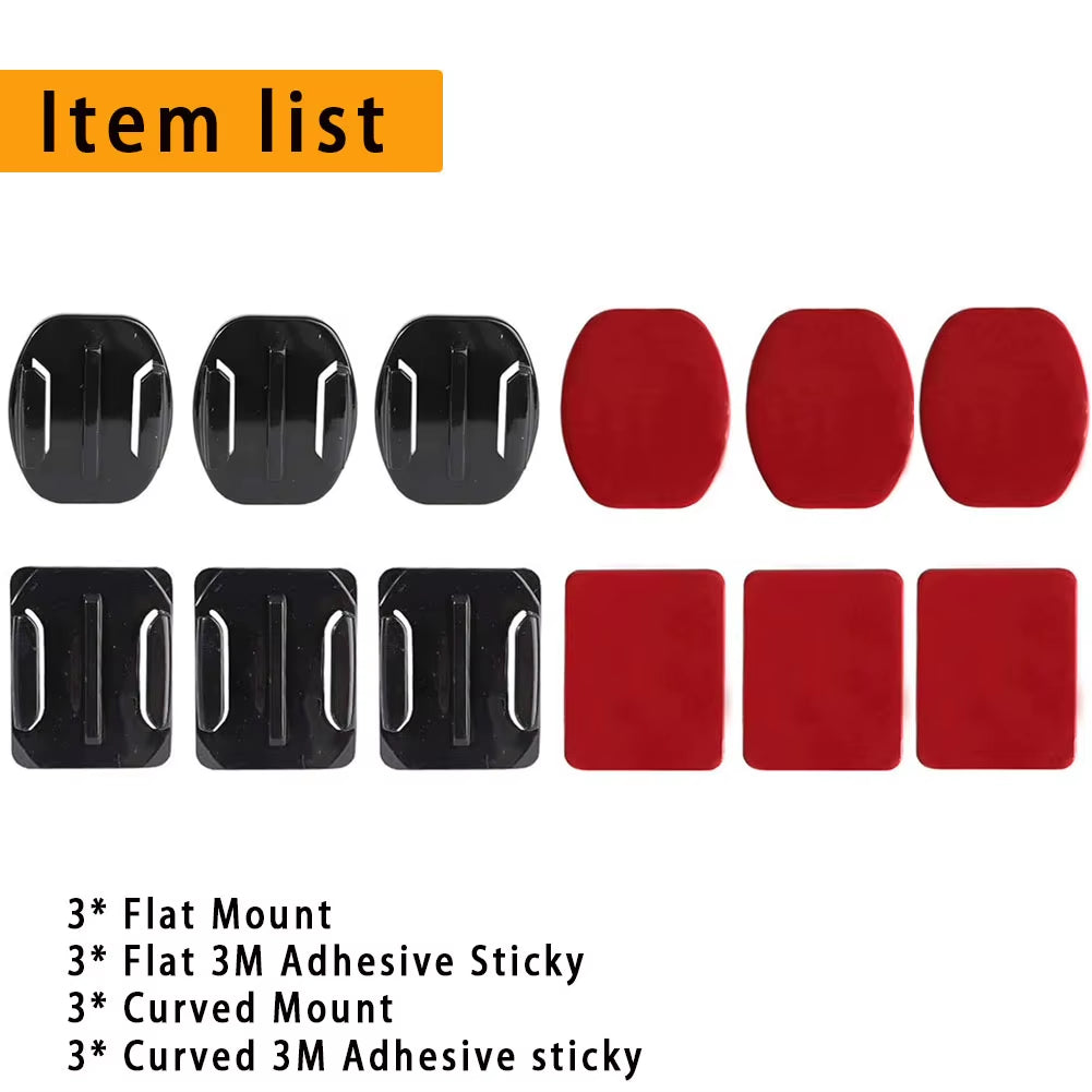 Camera Helmet Adhesive Sticky Flat Curved Mounts Adjustable Pivot Arm for Gopro Hero Insta360 DJI Osmo Action Camera Accessories