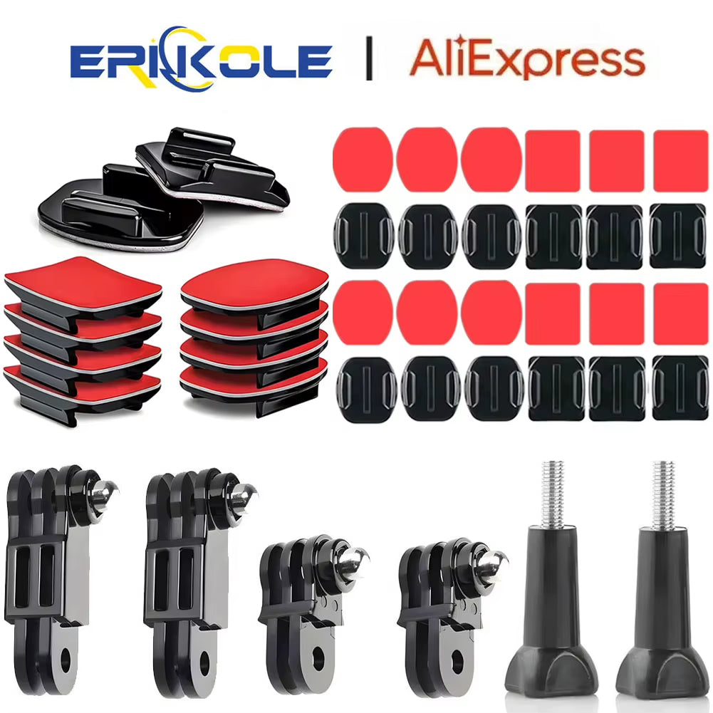 Camera Helmet Adhesive Sticky Flat Curved Mounts Adjustable Pivot Arm for Gopro Hero Insta360 DJI Osmo Action Camera Accessories